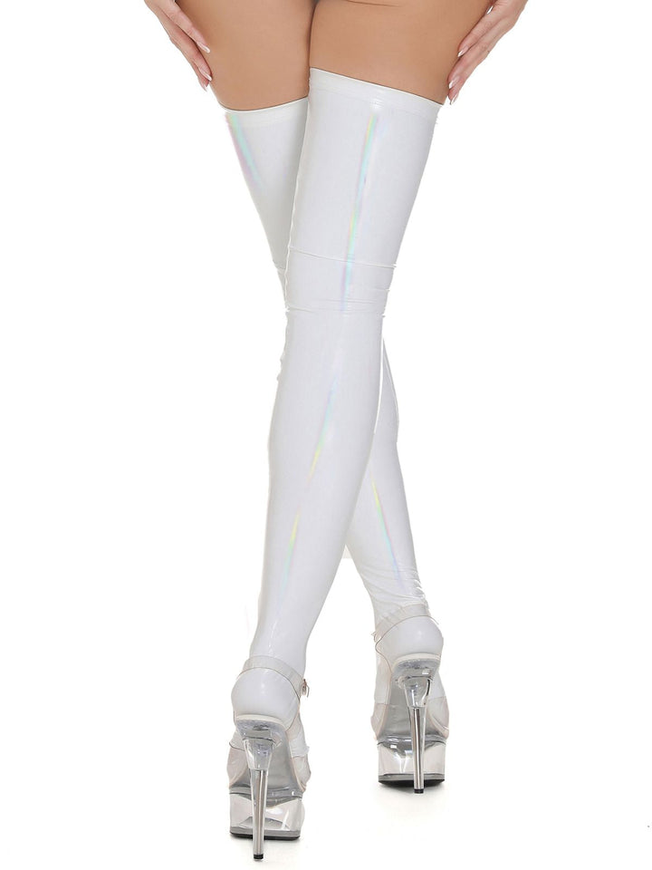 High-Shine Leather Thigh High Stockings — vintage style that transcends decades