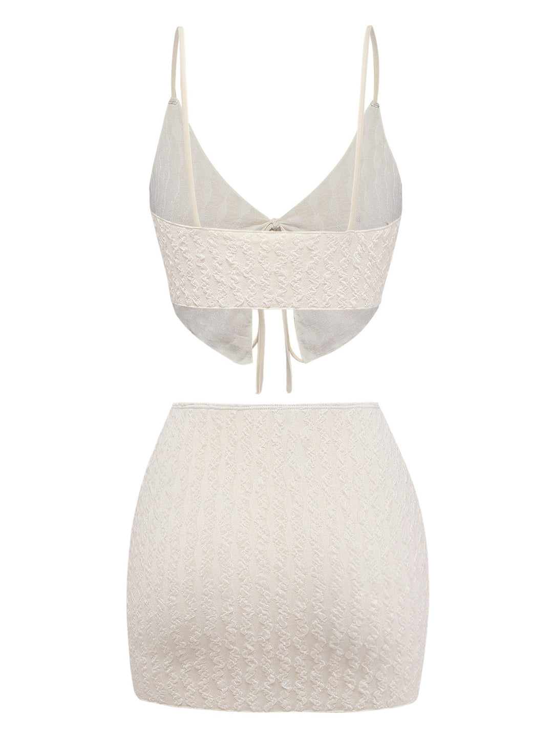 Ivory Textured Tie-Front Tankini Set - vintage fashion, retro style for vintage lovers