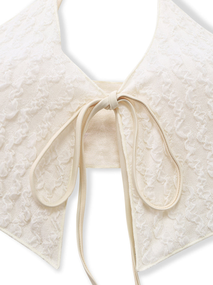 Ivory Textured Tie-Front Tankini Set - vintage fashion, retro style for vintage lovers