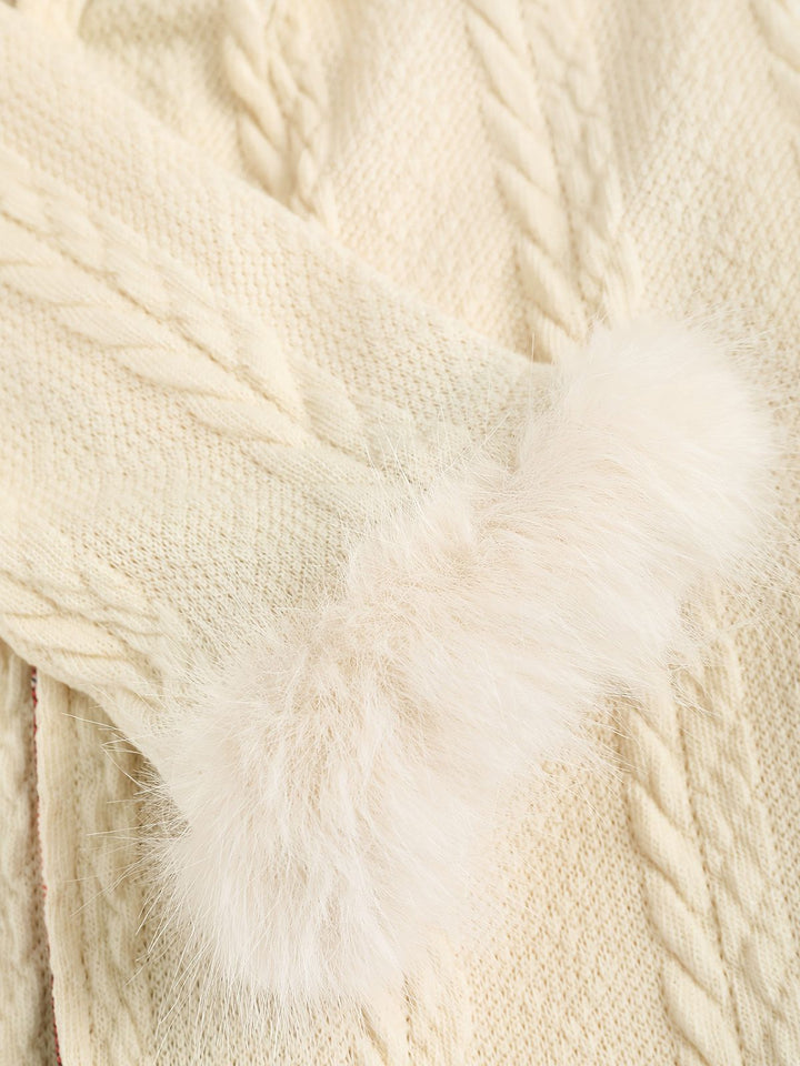 Ivory 1950s Knit Fur Trimmed Hooded Coat - vintage fashion, style