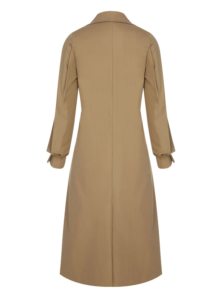 Khaki 1940s Double Breasted Button Trench Coat, vintage coat, retro outerwear - perfect for women who love vintage and retro fashion