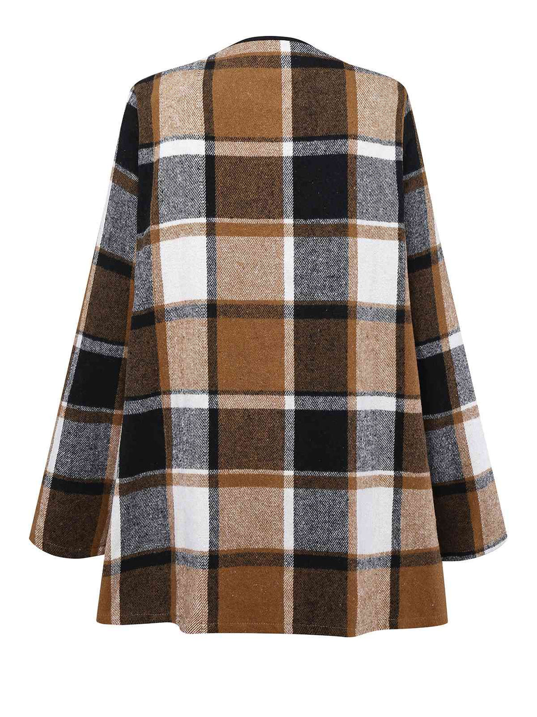 Khaki 1950s Plaid Long Sleeve Irregular Jacket - vintage fashion, retro style