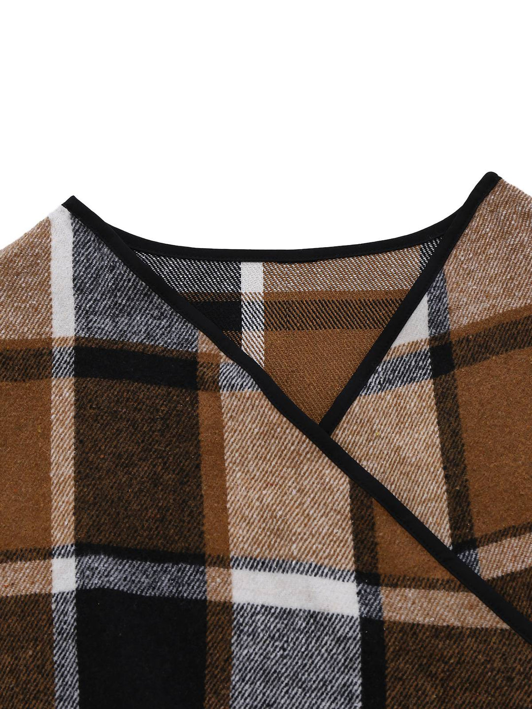 Khaki 1950s Plaid Long Sleeve Irregular Jacket - vintage fashion, retro style