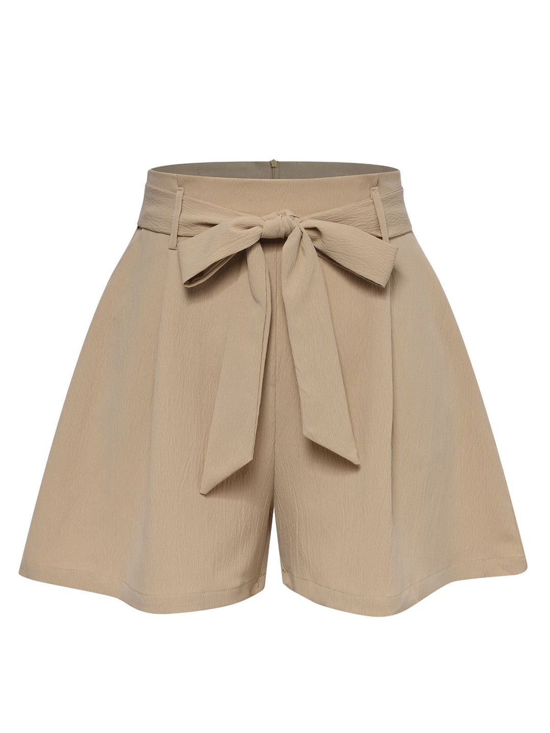 She adds this Khaki 1950s Solid Belted Shorts and suddenly it&