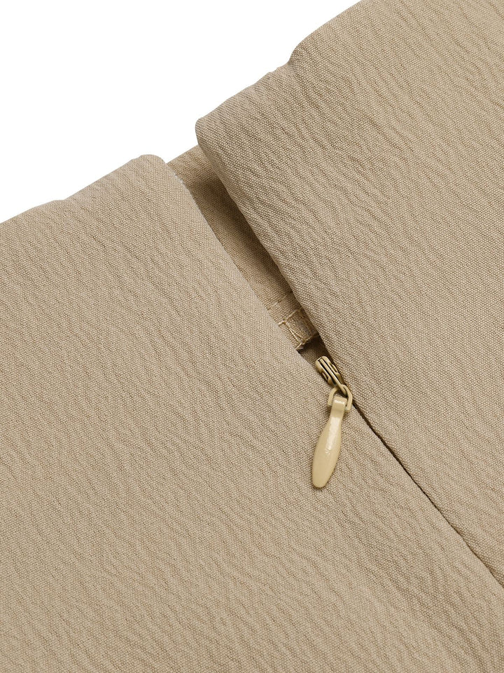 Khaki 1950s Solid Belted Shorts — 1950s elegance in the palm of her hand