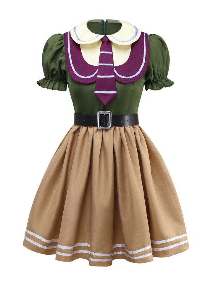 Khaki 1960s Fox Mock Two-Piece Dress Set - vintage dress, retro fashion