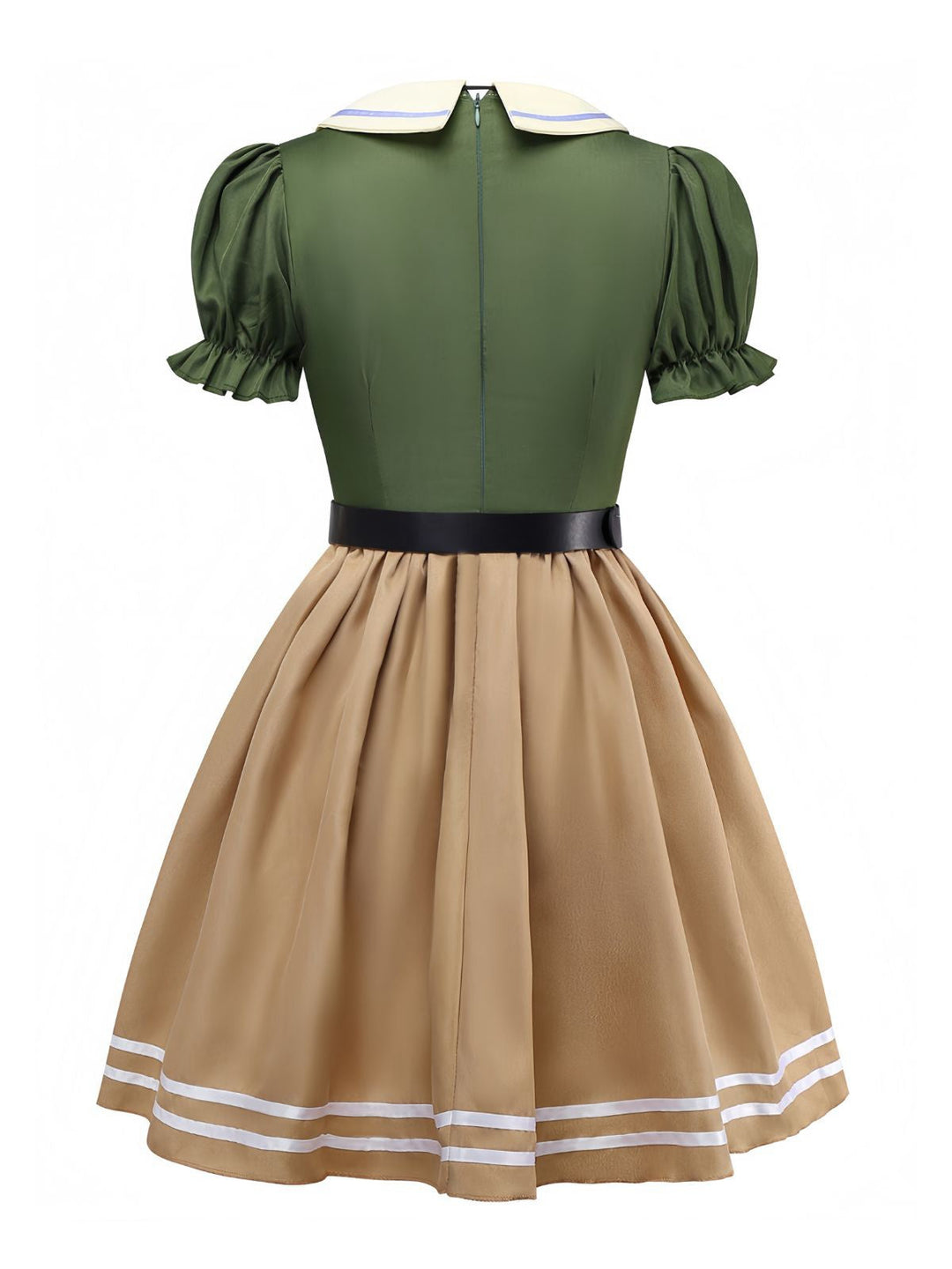 Khaki 1960s Fox Mock Two-Piece Dress Set - vintage dress, retro fashion