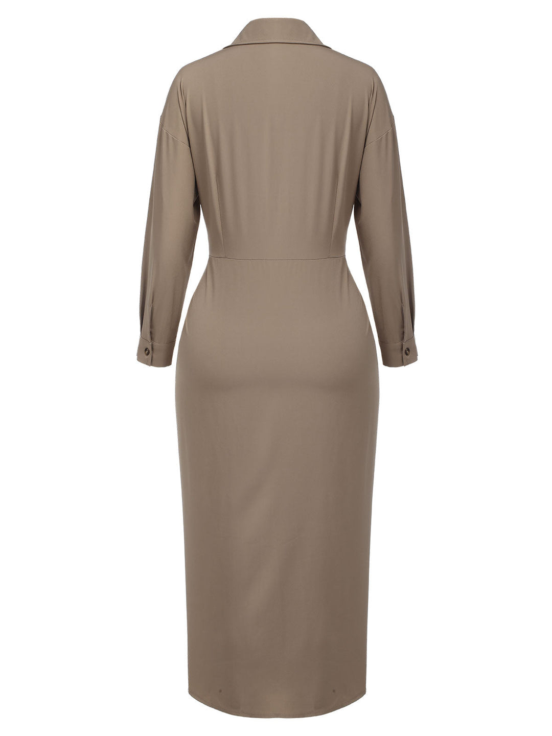 Khaki 1960s Solid Fold Pleated Lapel Dress, vintage dress, retro fashion - perfect for women who love vintage and retro fashion