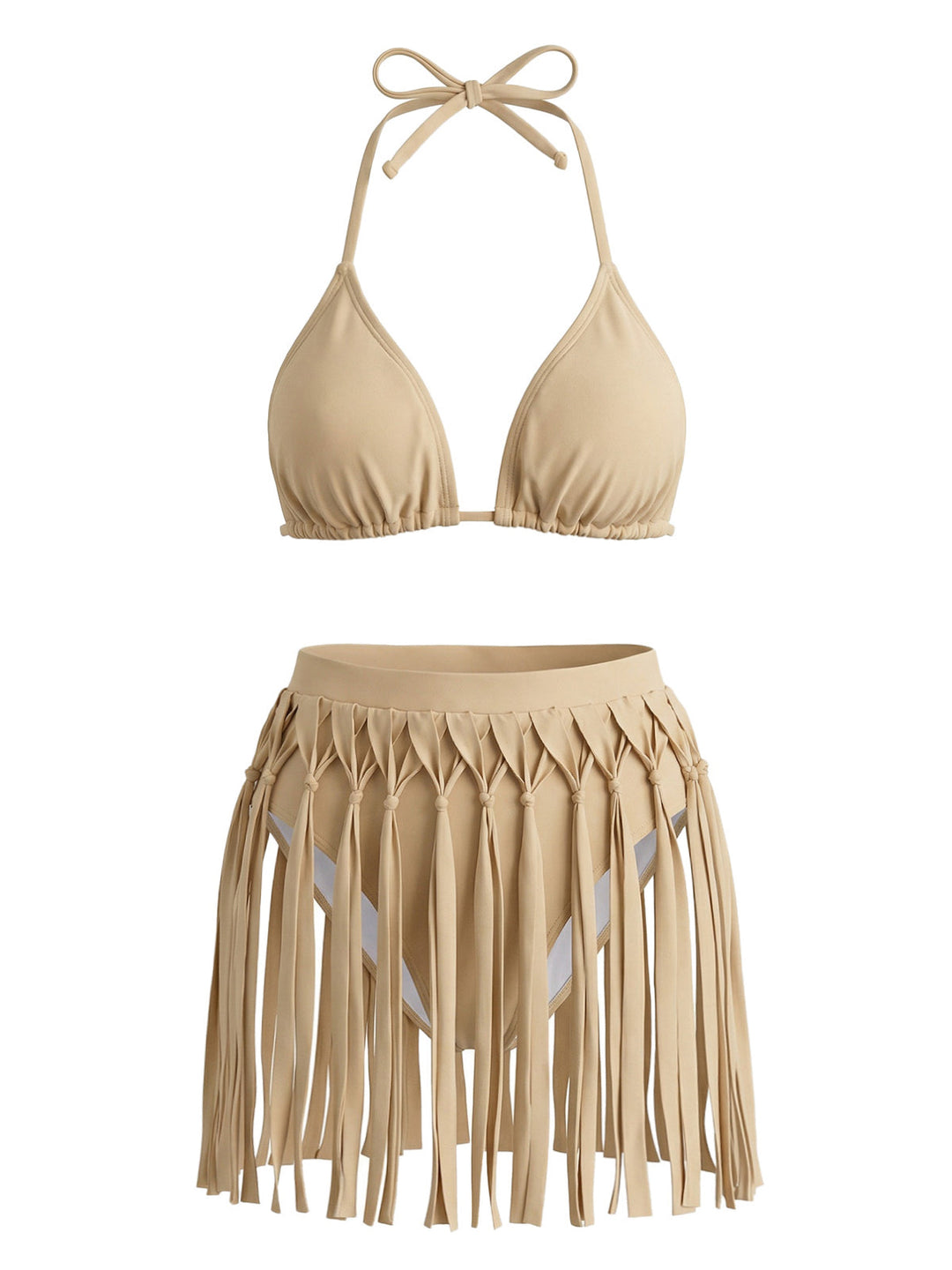 Khaki Fringe Two Piece Bikini Set 2