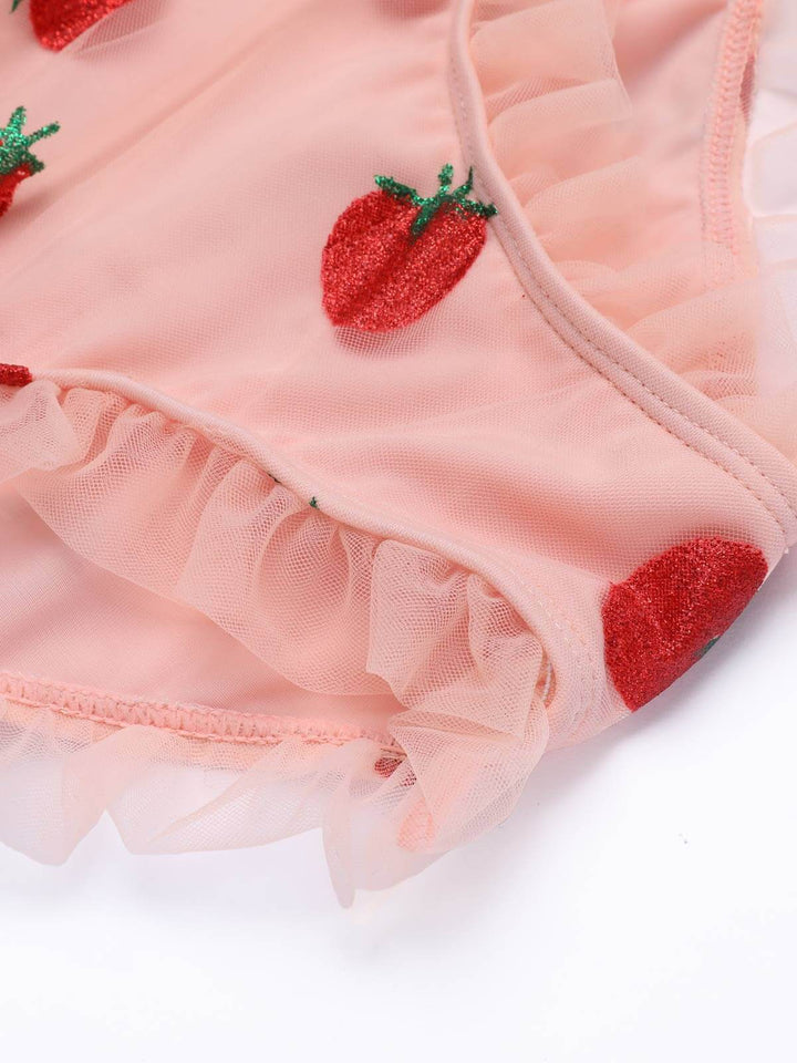 View 10: 1950s Lace Strawberry Cami Tankini Set, perfect for vintage themed parties