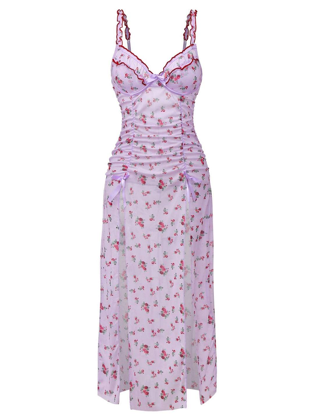 She slips into this Lavender 1930s Ditsy Floral Bow Slip Nightdress and suddenly it&
