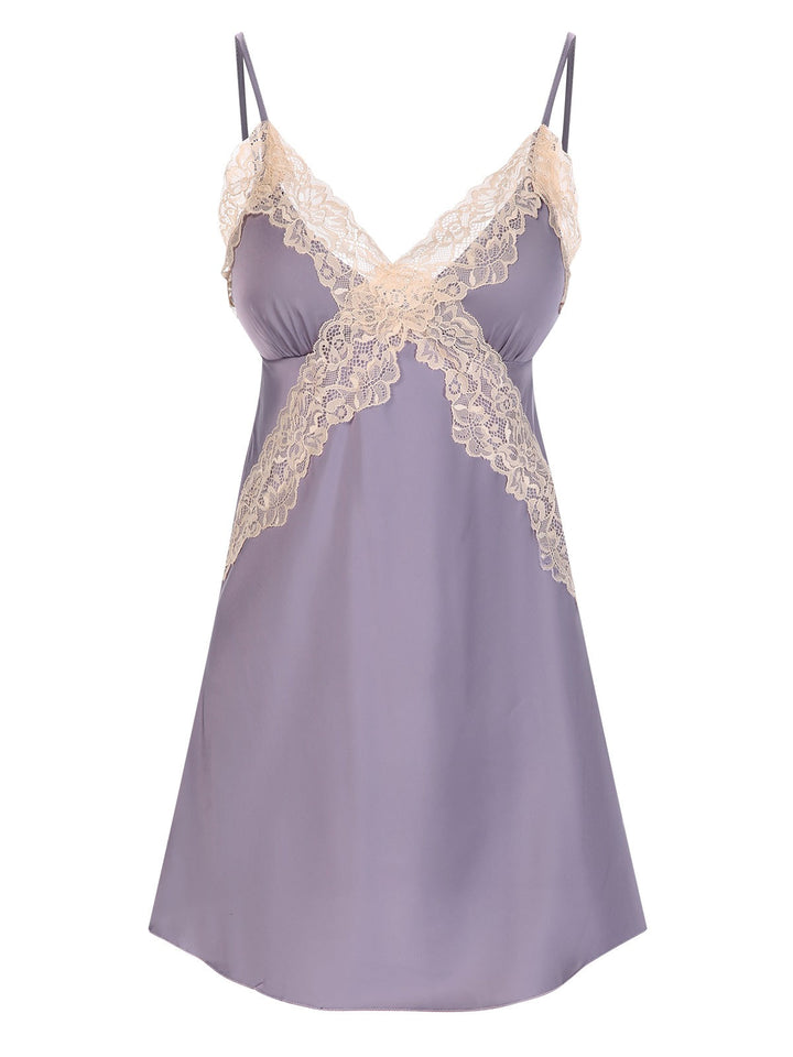 Lavender Lace Satin Patchwork Nightgown, vintage fashion, retro style - perfect for women who love vintage and retro fashion