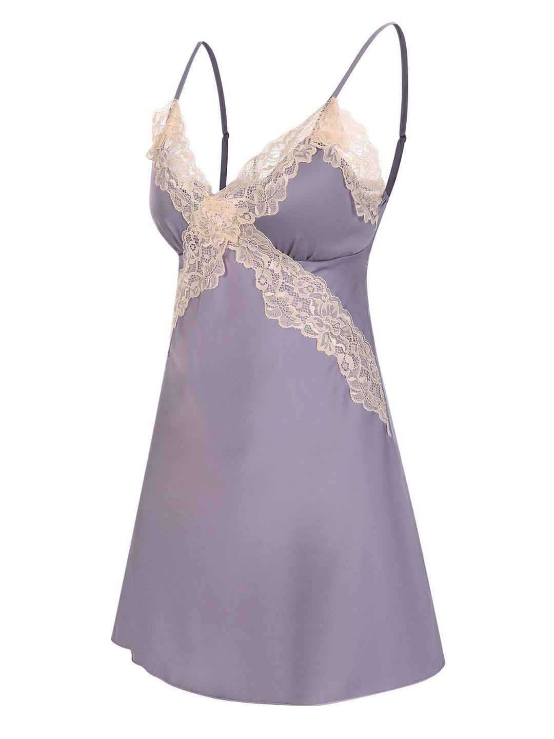Lavender Lace Satin Patchwork Nightgown, vintage fashion, retro style - perfect for women who love vintage and retro fashion