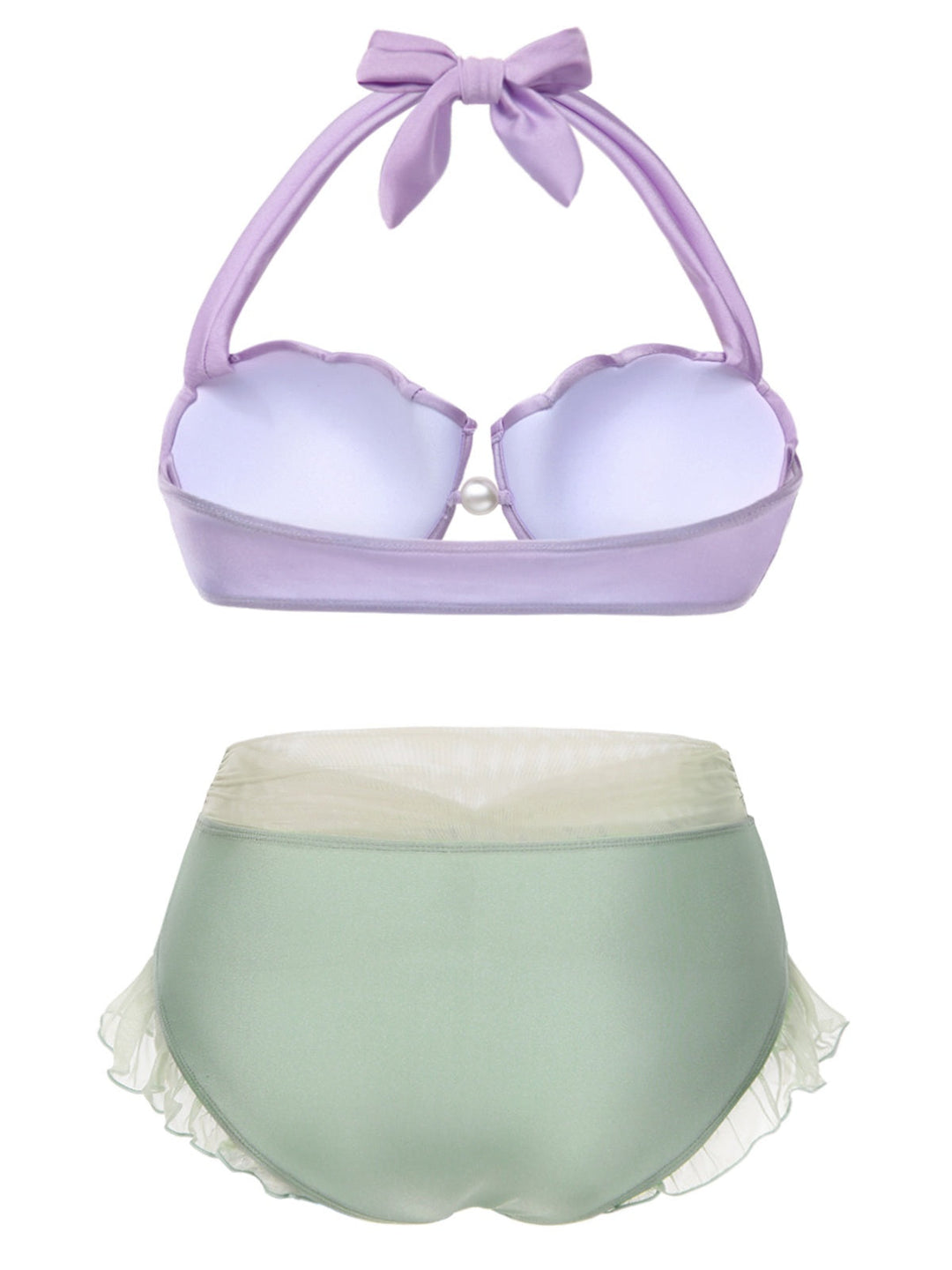 Lavender 1970s Mermaid Shell Halter Bikini Set - vintage fashion, retro style