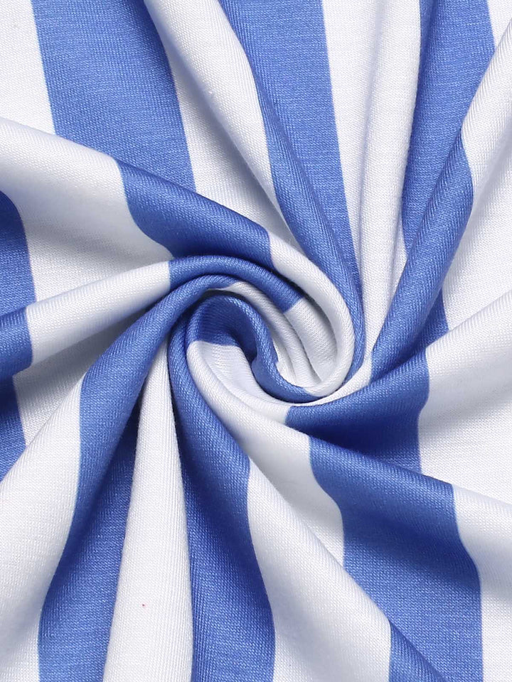 Light Blue 1940s Nautical Striped Belted Dress — the kind of 1940s dress that makes strangers smile