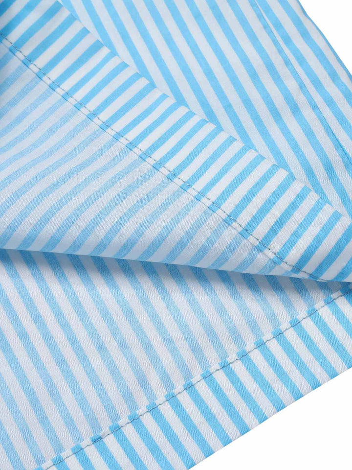 Light Blue 1940s Stripe Wide Straps Romper, vintage romper, retro jumpsuit - perfect for women who love vintage and retro fashion