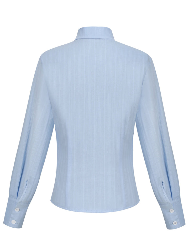 Light Blue 1950s Bow Collar Blouse: timeless style reimagined