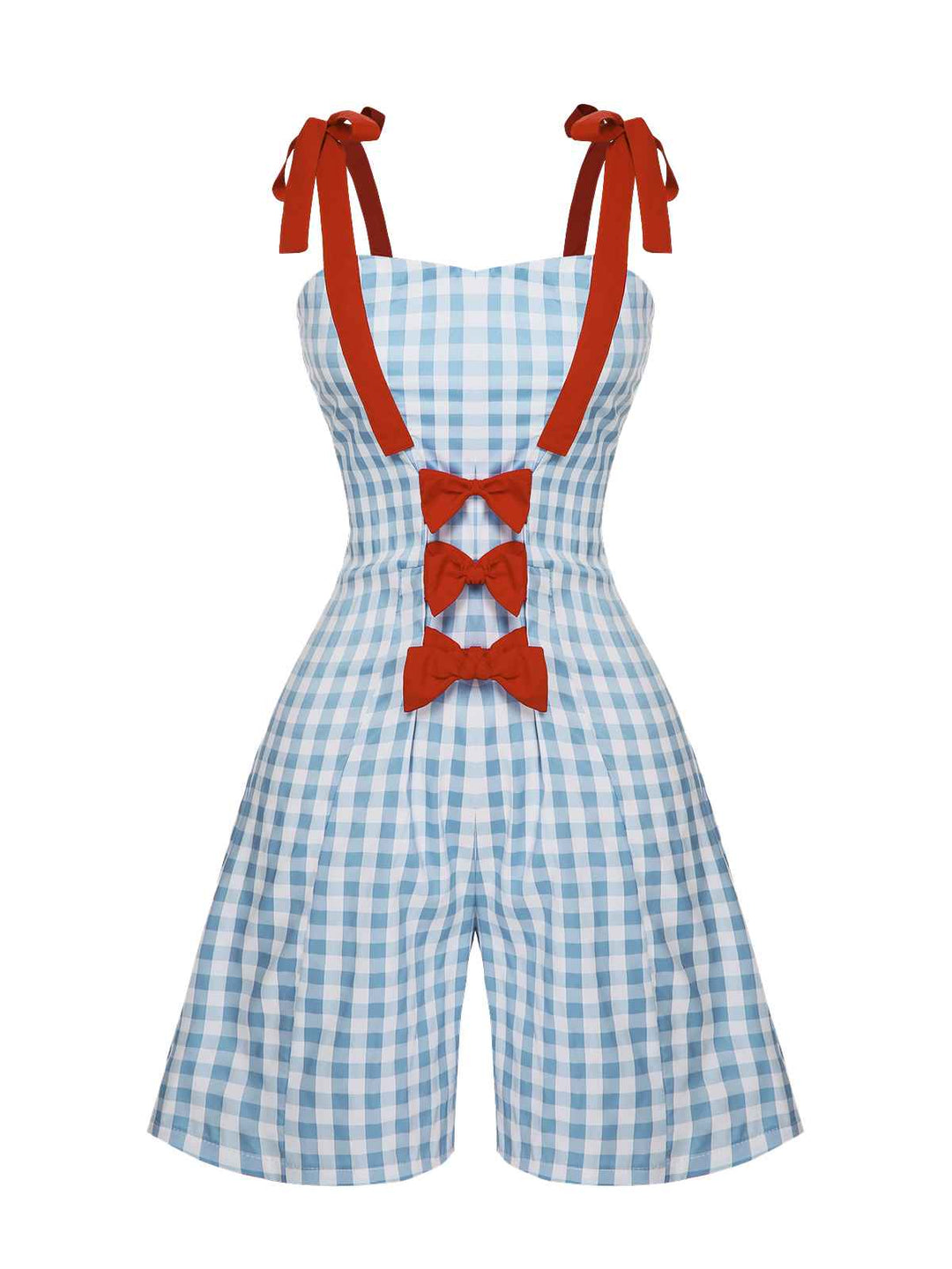 Light Blue 1950s Plaid Camisole Romper — vintage elegance for the modern woman