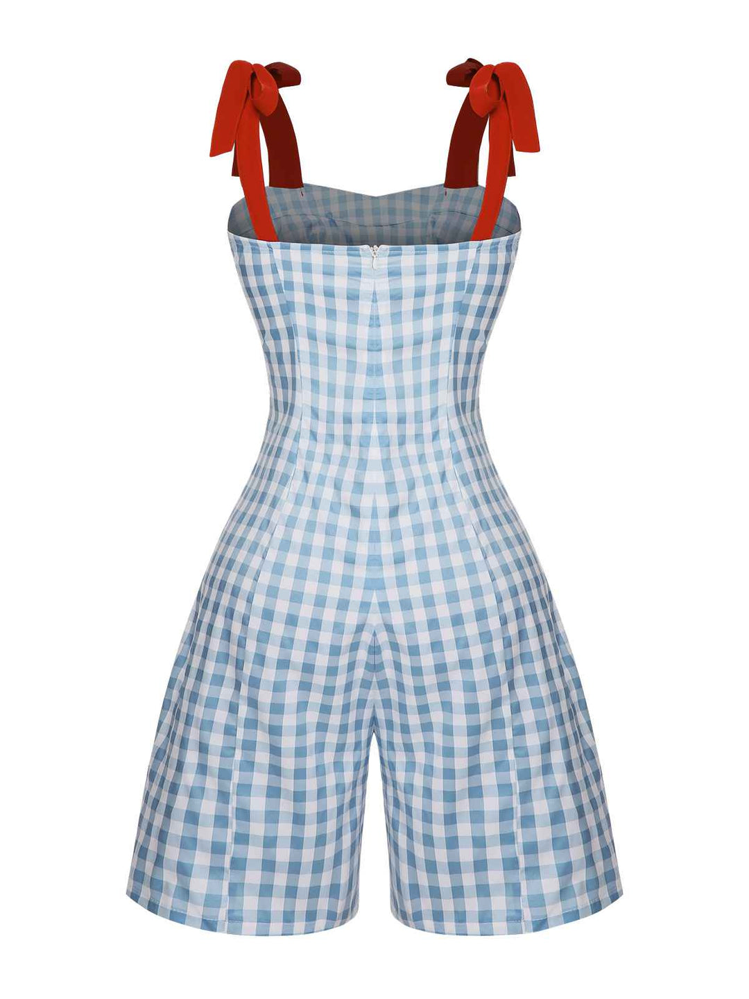 Light Blue 1950s Plaid Camisole Romper — vintage elegance for the modern woman