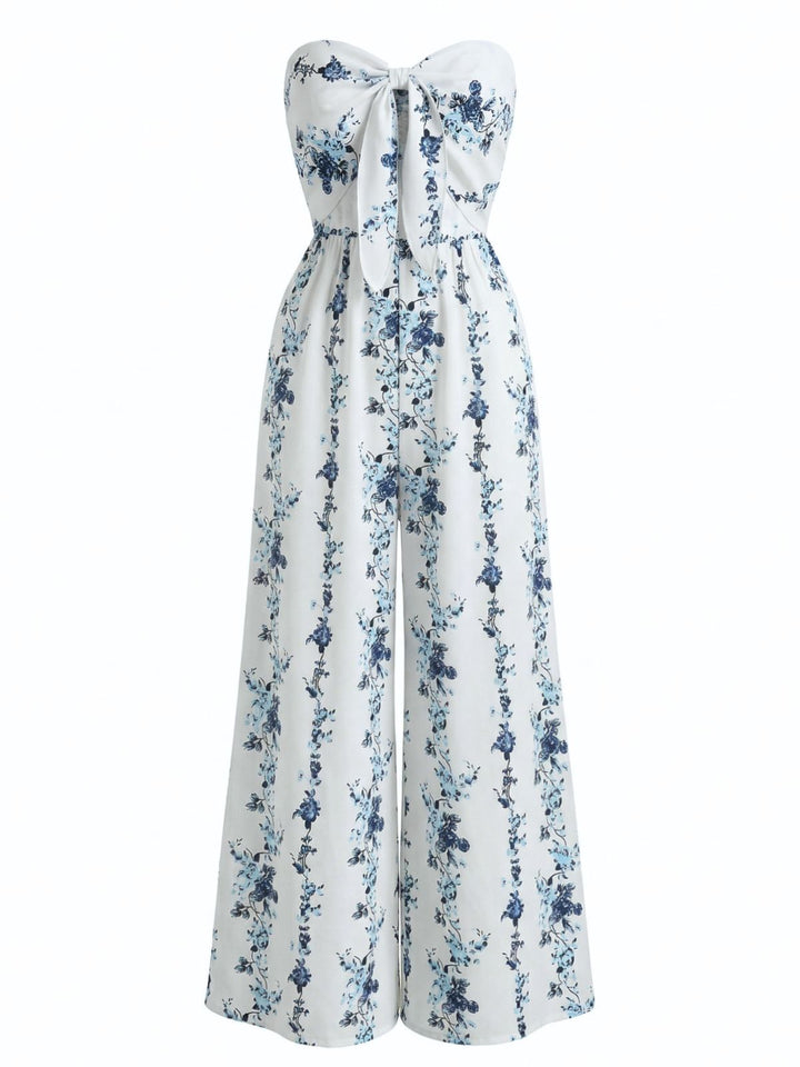 Light Blue 1950s Print One Piece Jumpsuit 2