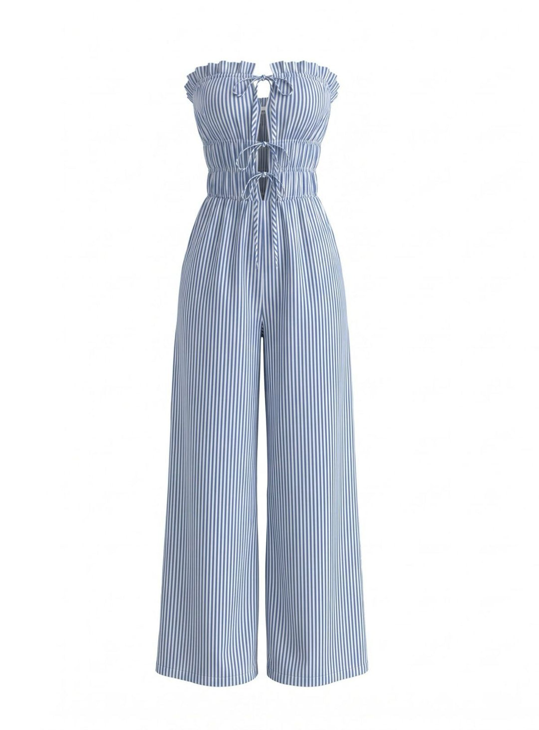 Light-Blue-1950s-Strapless-Tie-Front-Stripe-Jumpsuit, vintage, retro, romper