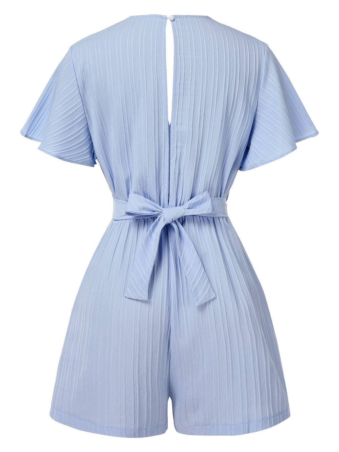 Light Blue 1950s Textured Flare Sleeve Romper, vintage romper, retro jumpsuit - perfect for women who love vintage and retro fashion