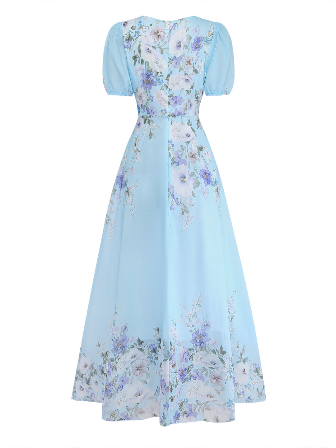 Baby Bule 1950s Floral V Neck Patchwork Dress 3