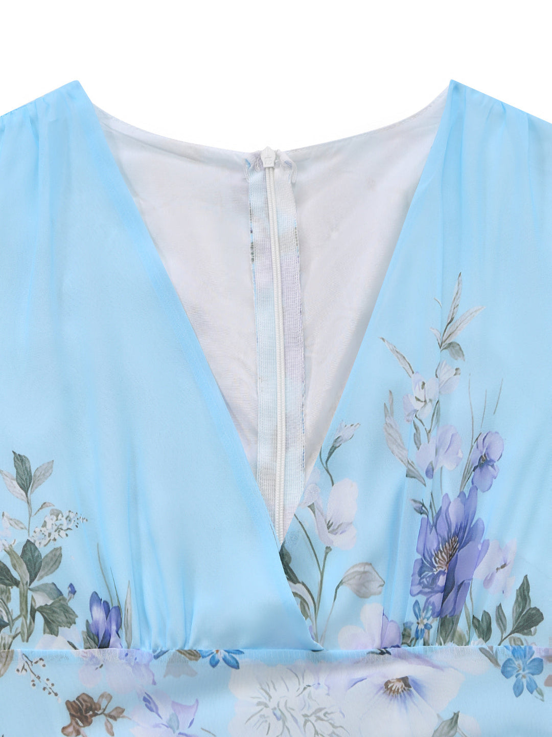Baby Bule 1950s Floral V Neck Patchwork Dress 4