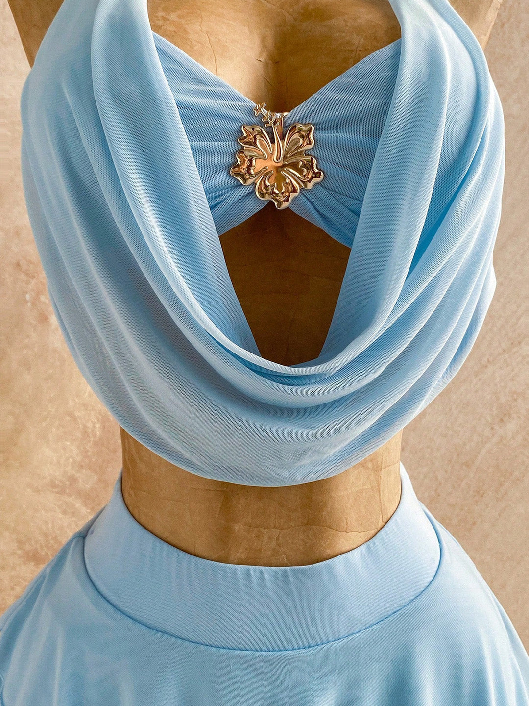 Light Blue Halter Backless Layered Skirt 2PCS, vintage skirt, retro style - perfect for women who love vintage and retro fashion