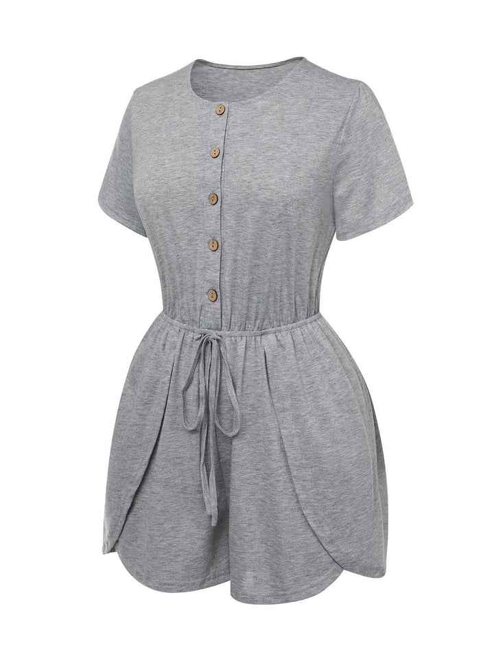 Light Gray 1950s Round Neck Solid Romper: timeless 1950s elegance she makes her own