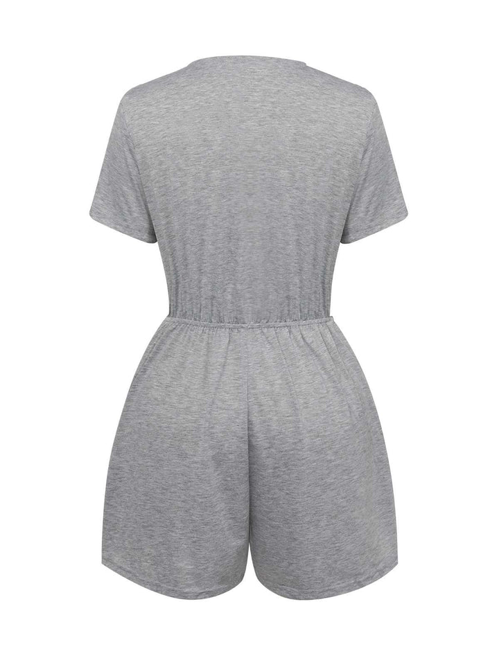 This Light Gray 1950s Round Neck Solid Romper whispers 1950s secrets to those who notice