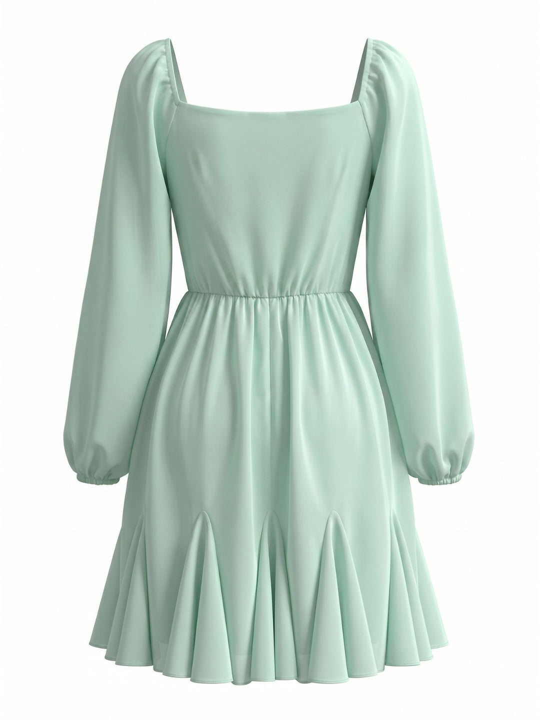 Light Green 1950s Chiffon Lantern Sleeve Ruffled Dress, vintage dress, retro fashion, rockabilly, pin-up fashion - perfect for women who love vintage and retro fashion