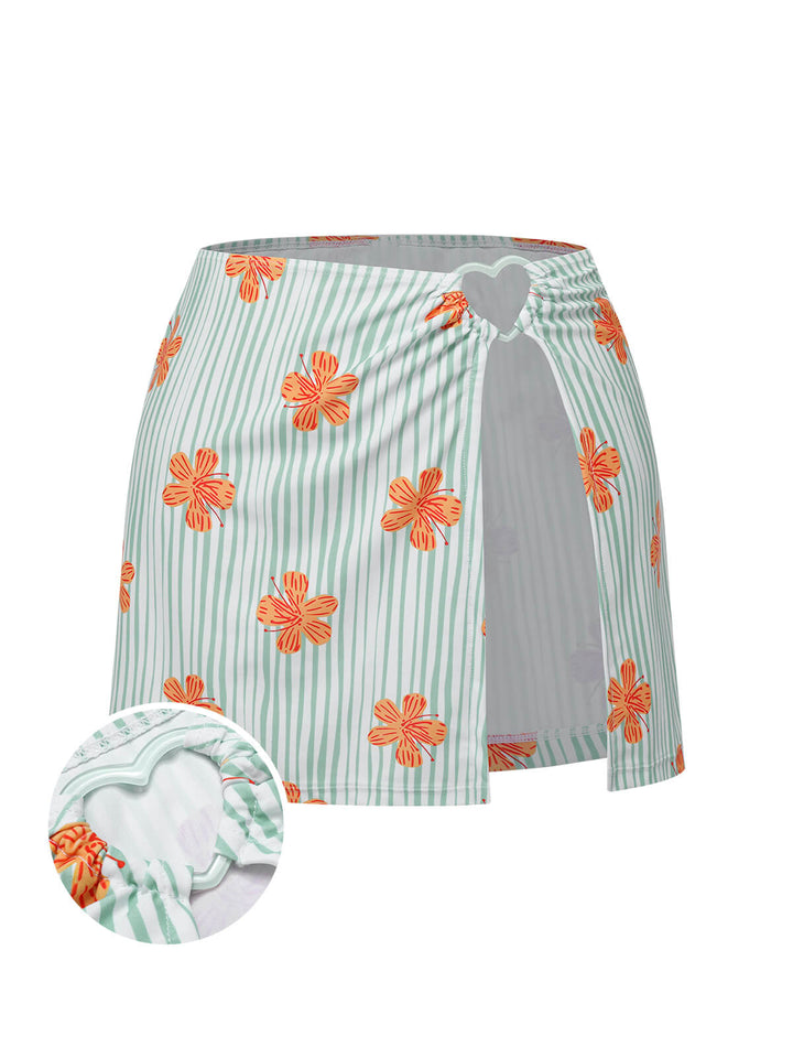 Light Green 1950s Floral Stripe Skirt Cover-Up, vintage skirt, retro style - perfect for women who love vintage and retro fashion