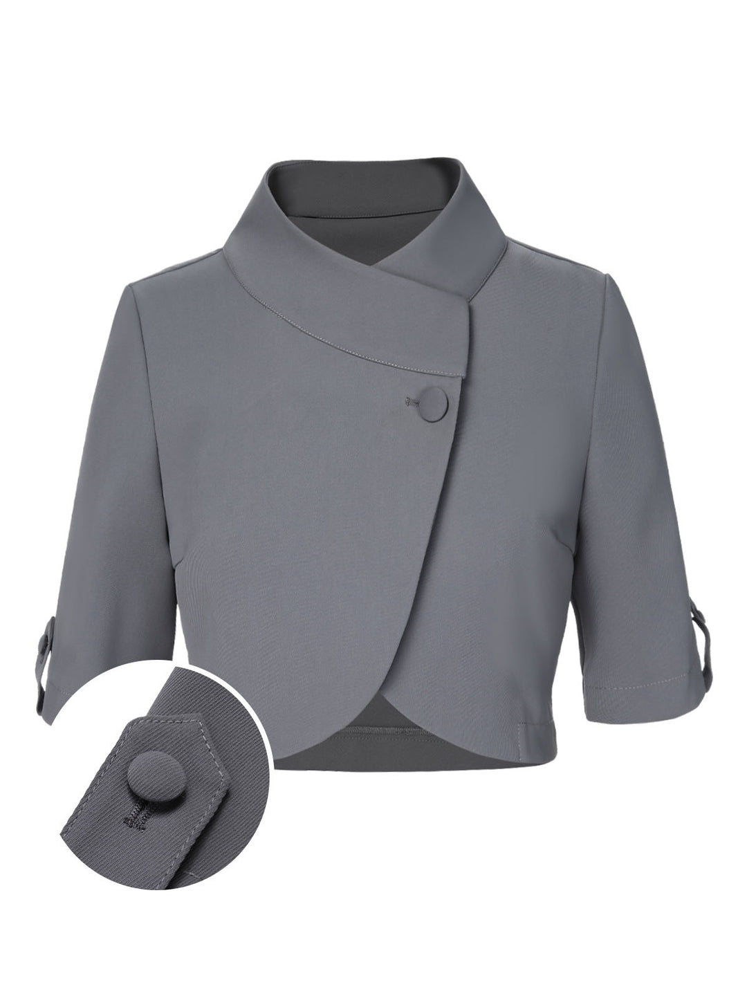 Light Grey 1950s Stand Collar Button Short Coat, vintage coat, outerwear - perfect for women who love vintage and fashion