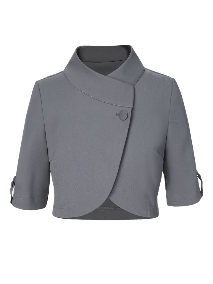 Light Grey 1950s Stand Collar Button Short Coat, vintage coat, outerwear - perfect for women who love vintage and fashion