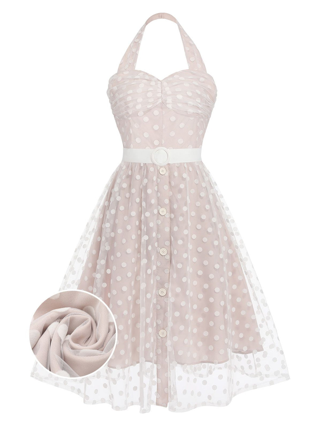 Light Pink 1950s Halter Romper &amp; Polka Dots Skirt: timeless style reimagined
