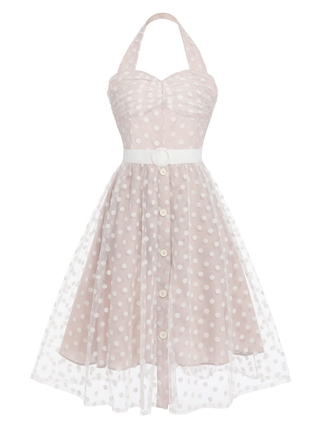 Light Pink 1950s Halter Romper &amp; Polka Dots Skirt: timeless style reimagined