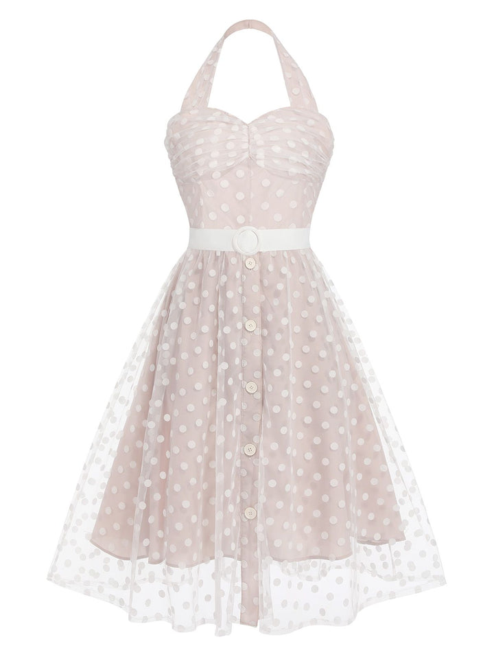 Light Pink 1950s Halter Romper &amp; Polka Dots Skirt: timeless style reimagined