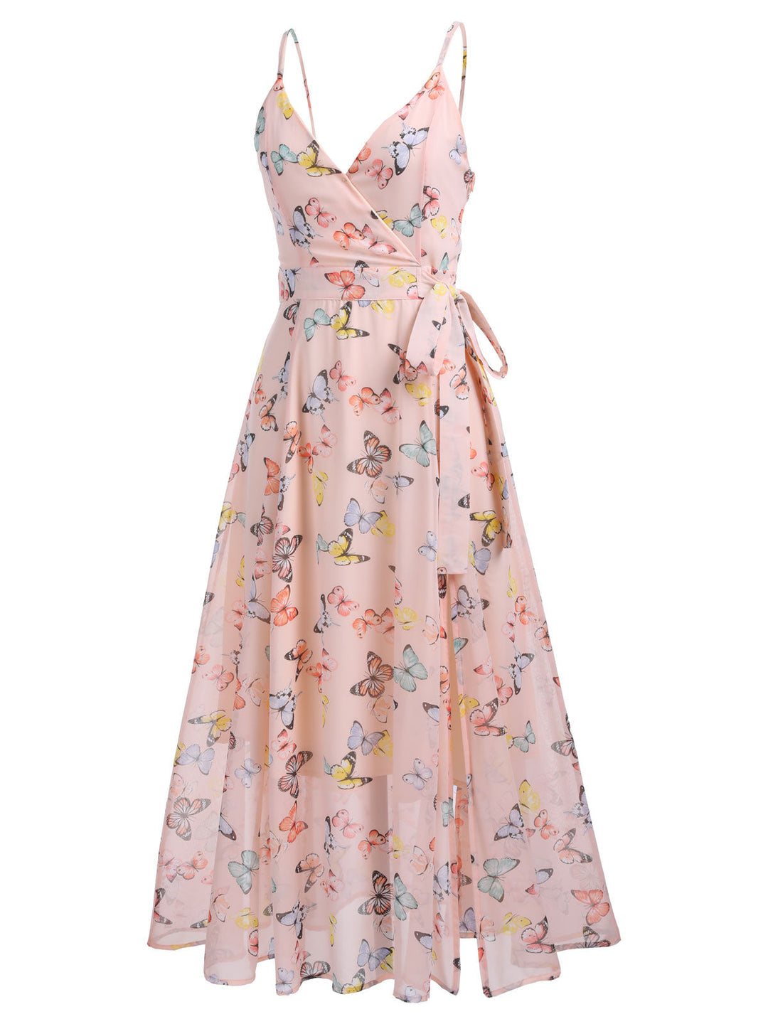 Light Pink Butterfly Strap Lace-up Vintage Dress — vintage elegance for the modern woman