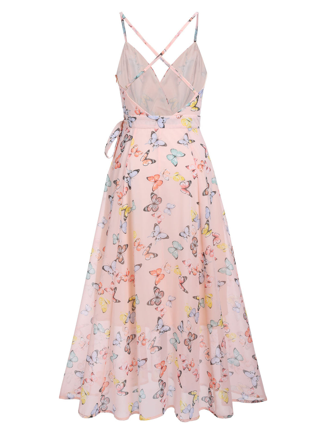 Light Pink Butterfly Strap Lace-up Vintage Dress: timeless style reimagined