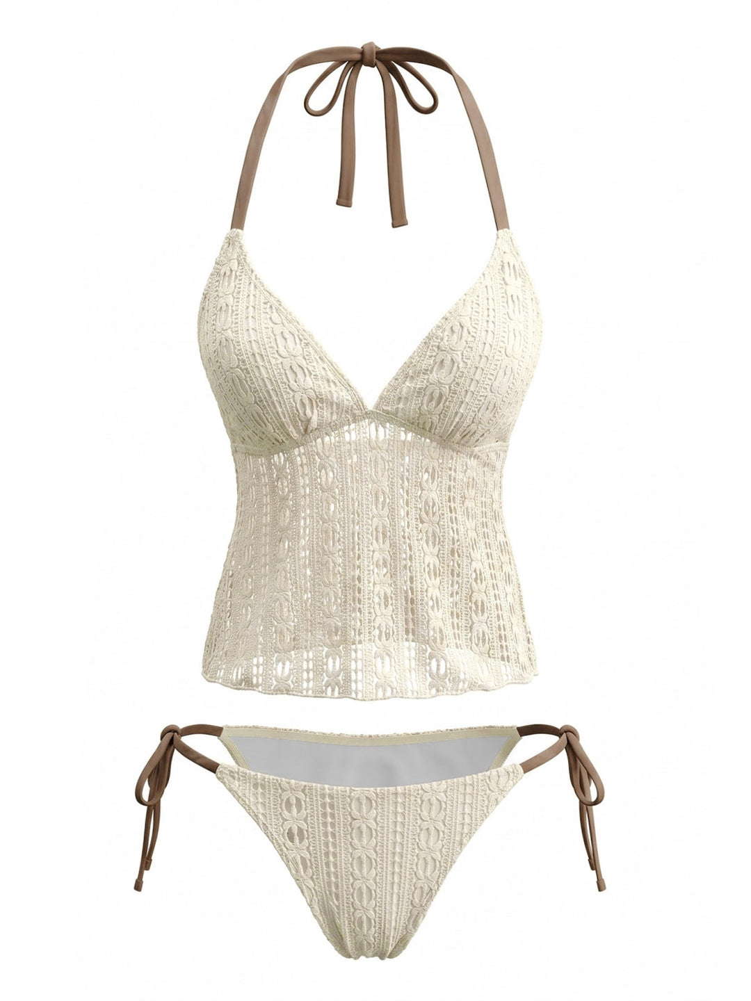 Light Yellow Halter Bikini Bikini Set
