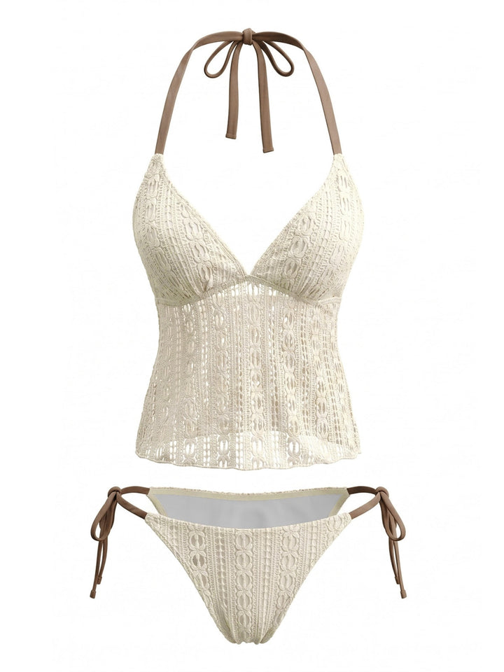 Light Yellow Halter Bikini Bikini Set