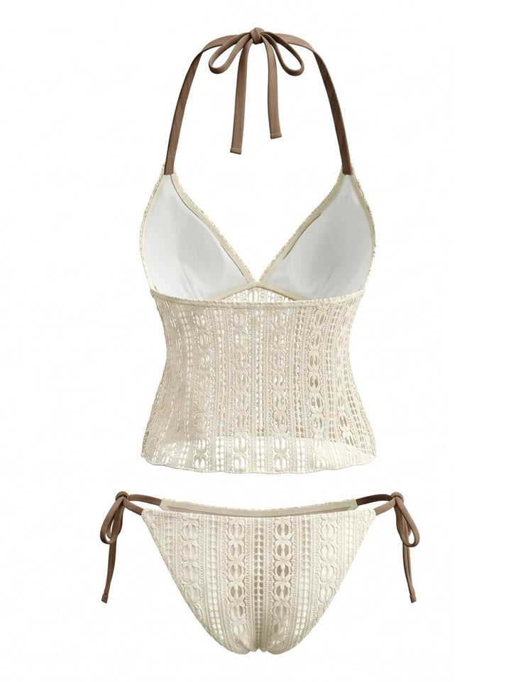 Light Yellow Halter Bikini Bikini Set 2