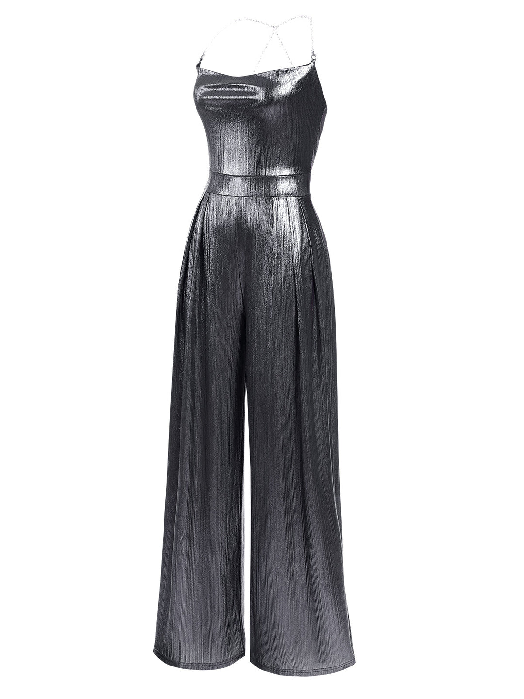 Metallic 1980s Cowl Neck Spaghetti | 1980s | vintage romper, retro jumpsuit