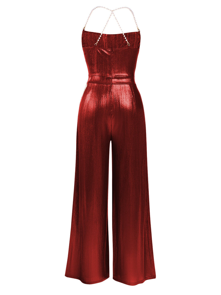 Metallic 1980s Cowl Neck Spaghetti | 1980s | vintage romper, retro jumpsuit