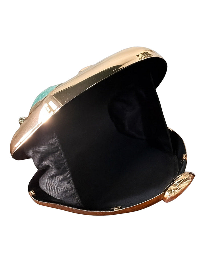 Metallic Stone Inlay Evening Bag - vintage fashion, retro style
