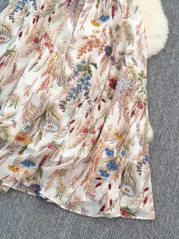[Pre-Sale] [Plus Size] Multicolor 1930s Floral V-Neck Bohemian Slip Dress, vintage dress, retro fashion, floral print - perfect for women who love vintage and retro fashion