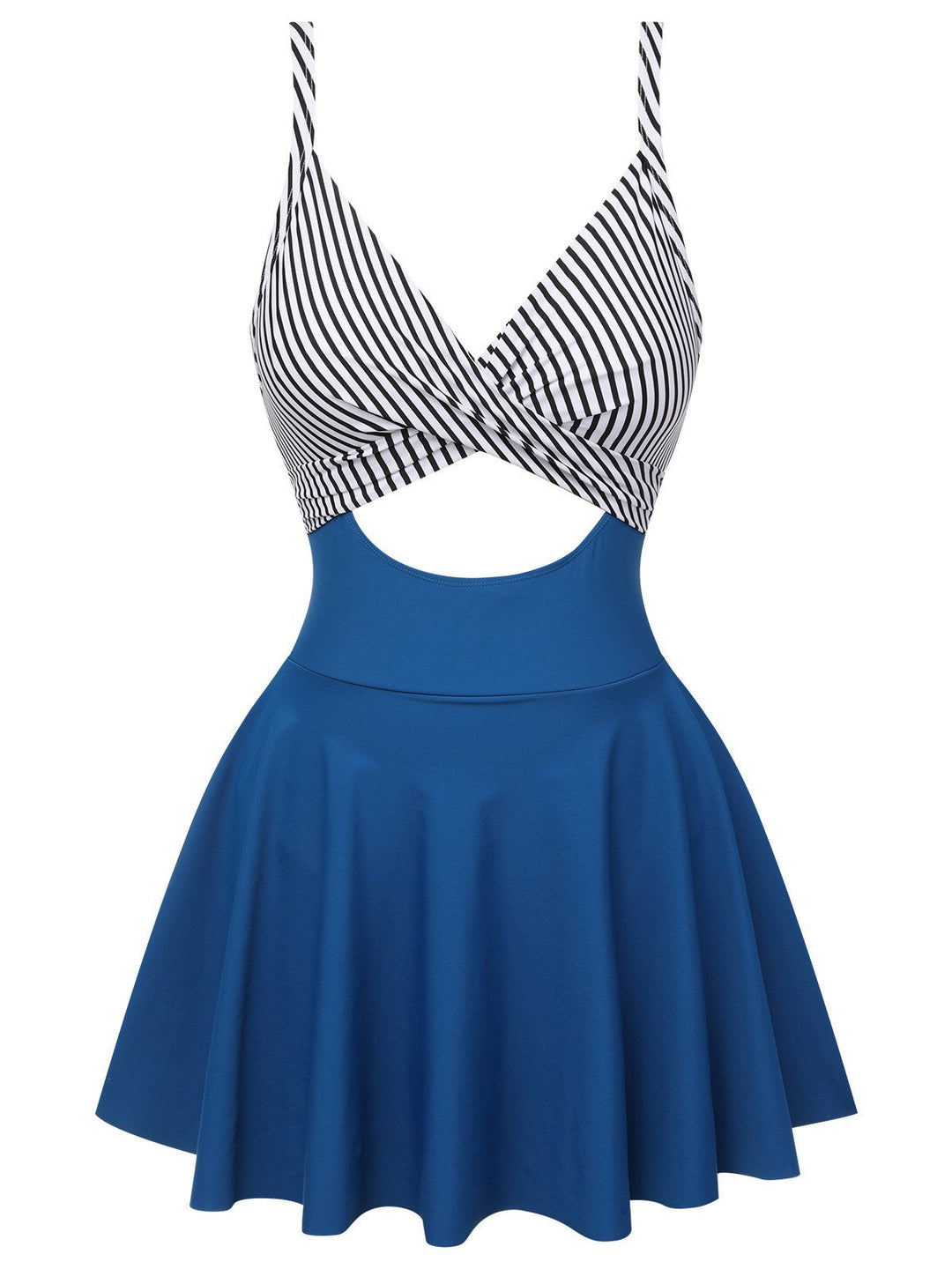 Multicolor 1930s Stripe Skirted One-piece Swimsuit, vintage skirt, retro style - perfect for women who love vintage and retro fashion