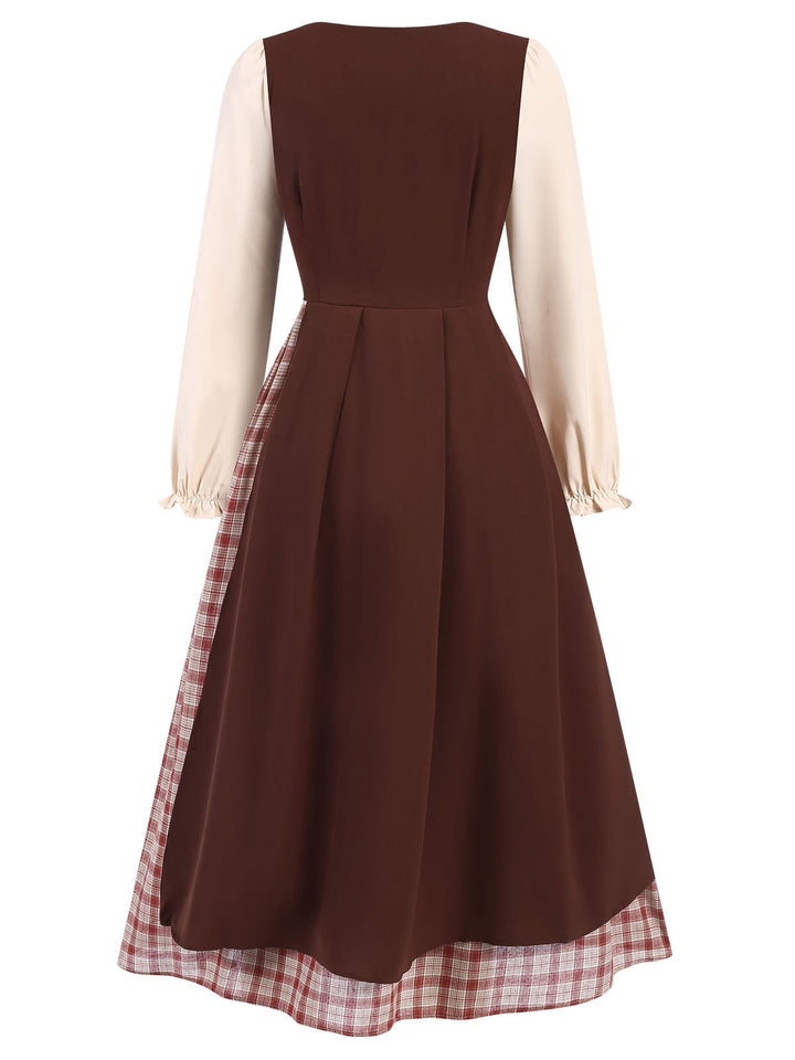 Multicolor 1940s Floral Plaid Pastoral Dress, vintage dress, retro fashion, floral print - perfect for women who love vintage and retro fashion