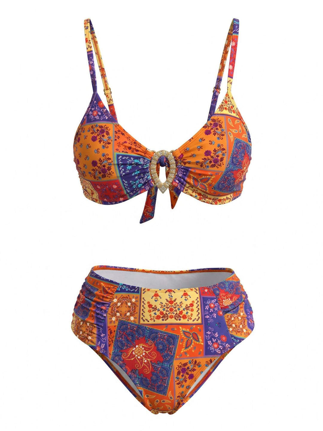 Multicolor 1940s Halter Bikini Tankini Set - vintage fashion, retro style